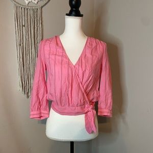 Madewell pink wrap top